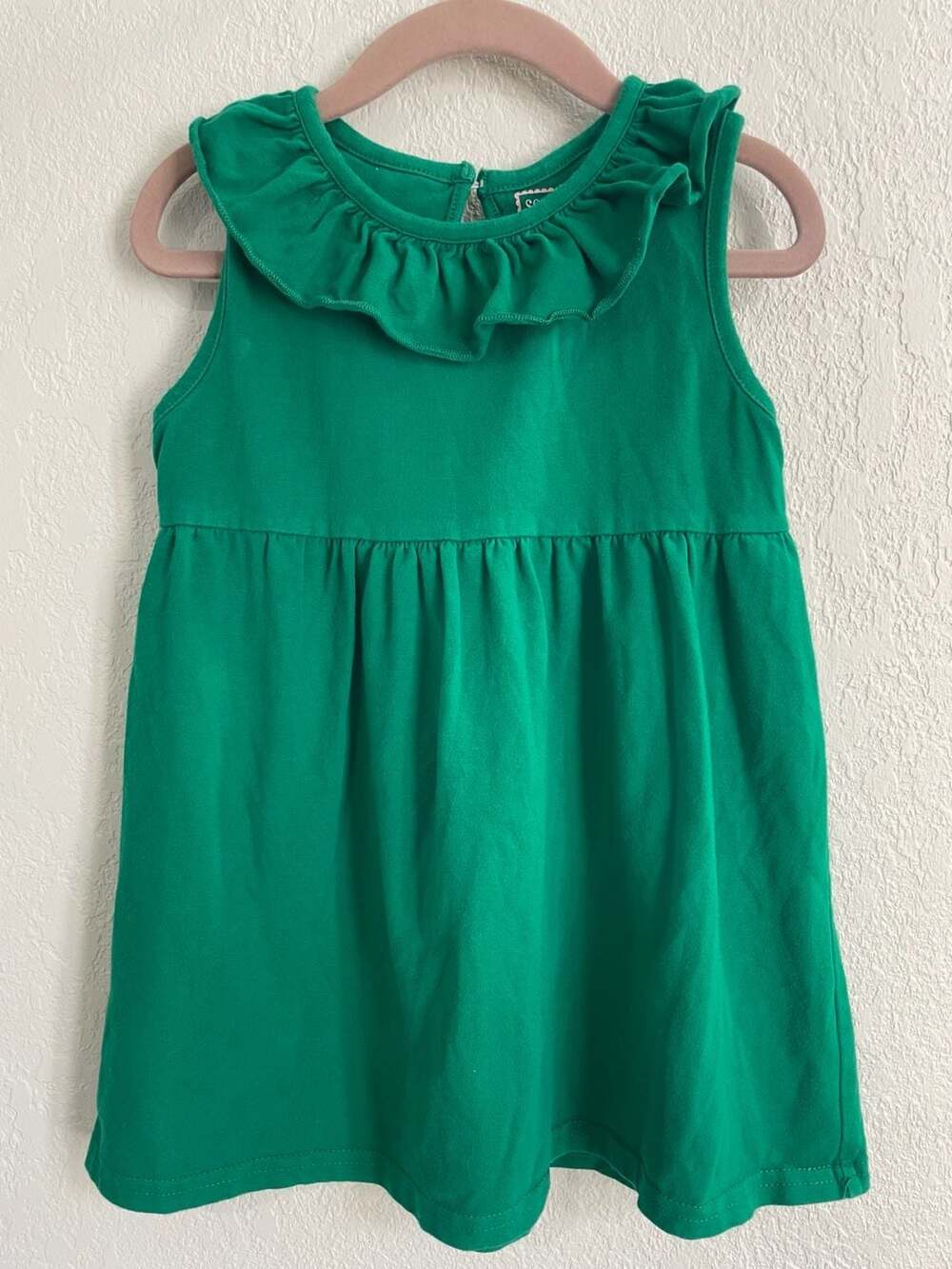 Southern Tots Girls Green Ruffle Trim Sleeveless Dress